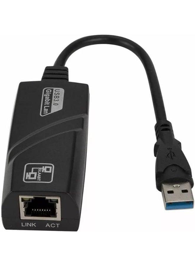 محول جيجابت إيثرنت بمنفذ USB 3.0 يدعم سرعة 10/100/1000 ميجابت في الثانية أسود - Image 1